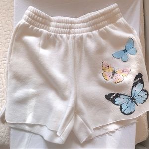 White Sweat shorts with Butterfly Graphics | XS